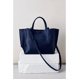 $538 New Ampersand as apostrophe Half Tote in Navy Python Leather